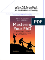 Get Mastering Your PHD Survival and Success in The Doctoral Years and Beyond 3rd Edition Patricia Gosling PDF Full Chapter