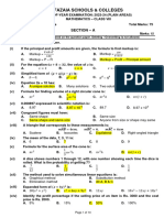 EOY - Maths (23-24) VIII (PA) - Marking Scheme