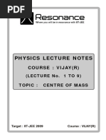 Centre of Mass Lecture Notes