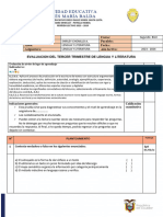 Examen de Lengua y Literatura 3 Er Trimestre de Segundo BGU Shirley