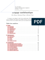 Langage Mathématique: Table Des Matières