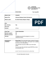 CC6001NA - Advanced Database Systems Development 2021-22 (1sit) - Exam QP