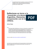 Alicia Rojo (2005) - Reflexiones en Torno A La Transición A La Democracia en Argentina. Elementos para Una Comparación Con La Transiciã (... )