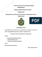 Accesibilidad de Las Personas Con Discapacidad Al Programa Escuela de Oficio "Hugo Rafael Chávez Frías", Estelí, II Semestre 2016