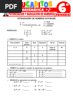 Potenciacion y Radicacion de Numeros para Sexto Grado de Primaria