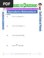 Ejercicios de Operadores Matmaticos para Cuarto de Primaria