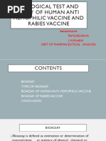 Biological Test and Assay of Human Anti Hemophilic Vaccine and Rabies Vaccine