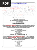 Refutation Paragraphs Go To Hand Out and Examples