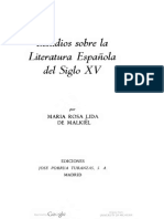 Lida de Malkiel, M. R.-Estudios Sobre La Literatura Española Del Siglo XV