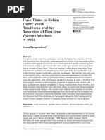 Train Them To Retain Them: Work Readiness and The Retention of First-Time Women Workers in India