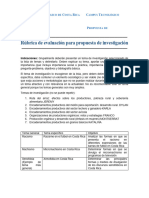 Indicaciones y Rúbrica de Propuesta de Investigación