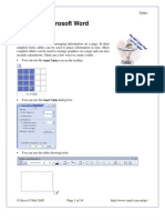 Using Microsoft Word: Tables