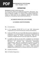 Decison Du CC Affaire Requetes Des Associations Denommees ADJL LIDHO CIVIS CI