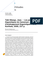 Tabi-Manga, Jean. - Les Politiques Linguistiques Du Cameroun. Es