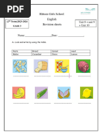 Family and Friends REVISION SHEET GRADE 3