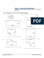 Grade 5 Geometry Rectangular Shapes Area Perimeter Metric F