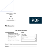 Penrith 2018 Year 10 Maths HY & Solutions