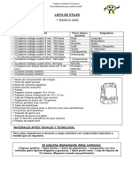 Lista de Útiles: 1° BÁSICO 2022