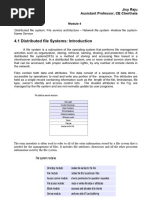 4.1 Distributed File Systems: Introduction: Jisy Raju Assistant Professor, CE Cherthala