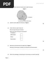 Topic 1 - Cell Biology Exam Questions and Mark Schemes