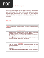 Planning of The English Subject.