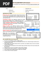 COST-VOLUME-PROFIT (CVP) Analysis