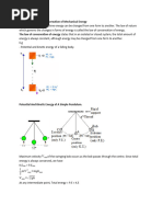 Transformation and Conservation of Mechanical Energy