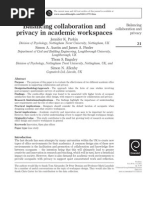 Balancing Collaboration and Privacy in Academic Workspaces