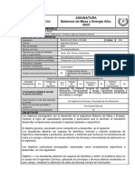 Asignatura Balances de Masa y Energía Año: 2023: Docente Responsable