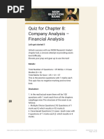 Quiz For Chapter 8 - Company Analysis - Financial Analysis