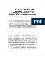 Impact of Job Satisfaction On Employee Performance A Study With Reference To Biblical Management Principles