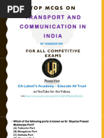 Top MCQs On Transport and Communication in India For JKSSB JKPSC