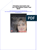 Human Genetics Concepts and Applications 12th Edition Lewis Test Bank Instant Download All Chapter