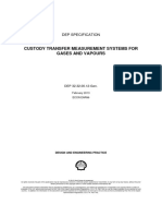 Custody Transfer Measurement Systems For Gases and Vapours: Dep Specification