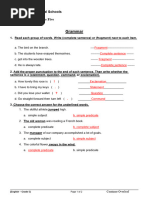 Answer - Grammar Model Exam Grade 5