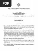 Excommunication Decree of Archbishop Vigano by The DICASTERIUM PRO DOCTRINA FIDEI