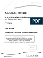 Tutorial Letter 101/0/2024: Orientation To Teaching Economic