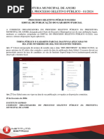 Prefeitura Municipal de Anori Edital Processo Seletivo Público - 01/2024