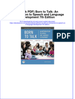 Ebook Download (Ebook PDF) Born To Talk: An Introduction To Speech and Language Development 7th Edition All Chapter