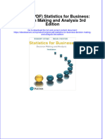 Ebook Download (Original PDF) Statistics For Business: Decision Making and Analysis 3rd Edition All Chapter