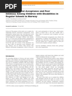 Perceived Social Acceptance and Peer Intimacy Among Children With Disabilities in Regular Schools in Norway