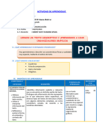 Miercoles 03 Com. Leemos Un Texto Descriptivo y Aprendemos A Usar Organizadores Gráficos