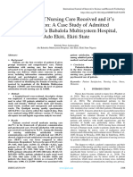 Appraisal of Nursing Care Received and It's Satisfaction: A Case Study of Admitted Patients in Afe Babalola Multisystem Hospital, Ado Ekiti, Ekiti State