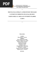 The Financial Literacy As Perceived by The Grade 12 Students in Improving Financial Decision-Making Skills at Arellano University Plaridel Campus