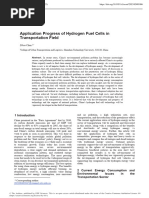 Application Progress of Hydrogen Fuel Cells