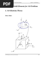 Chapter 6. Solid Elements For 3-D Problems I. 3-D Elasticity Theory