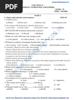 12th Chemistry Unit Test Question Paper - Test No 11 Hydroxy Compounds and Ethers