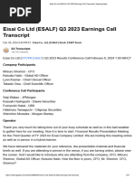 Eisai Co LTD (ESALF) Q3 2023 Earnings Call Transcript - Seeking Alpha