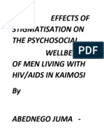 Effects of Stigmatisation On The Psychosocial Wellbeing of Men Livin With Hiv