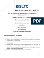 End Examination Paper - TEE303 Modern Control Theory